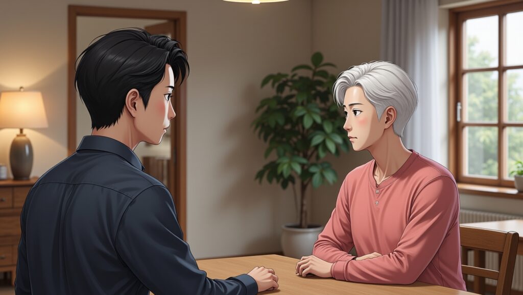 flux dev a warm semirealistic illustration of a 30s japanese m 2